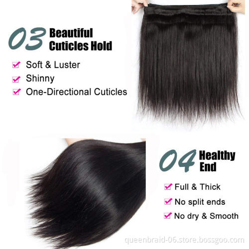 Brazilian Straight  Human Hair Bundles Weave Hair Bundles100% Unprocessed Virgin Hair Bundles extensions Natural Black for Women